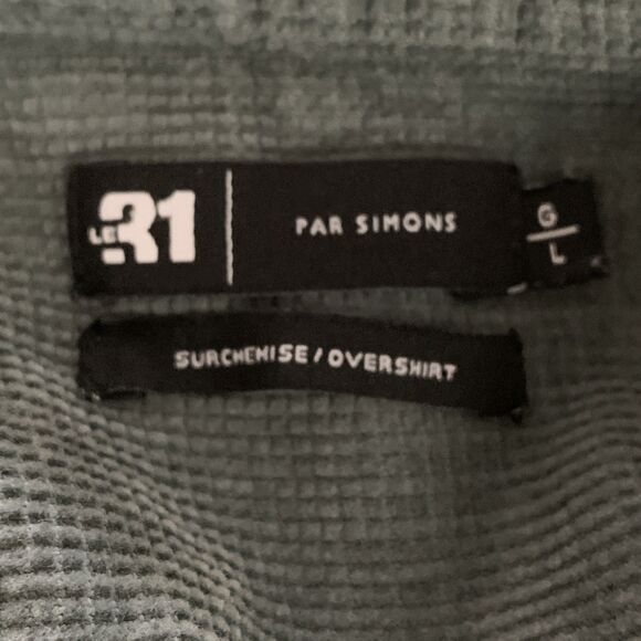 Le 31 Par Simons Overshirt Shacket Men L Green Long Sleeve Vision Organic Cotton - Picture 4 of 16